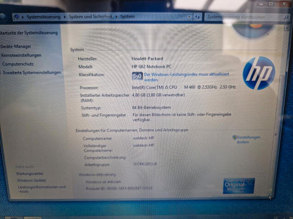 HP G62 Notebook Laptop i5 Intel 580 GB 4GB RAM OVP in Ebsdorfergrund