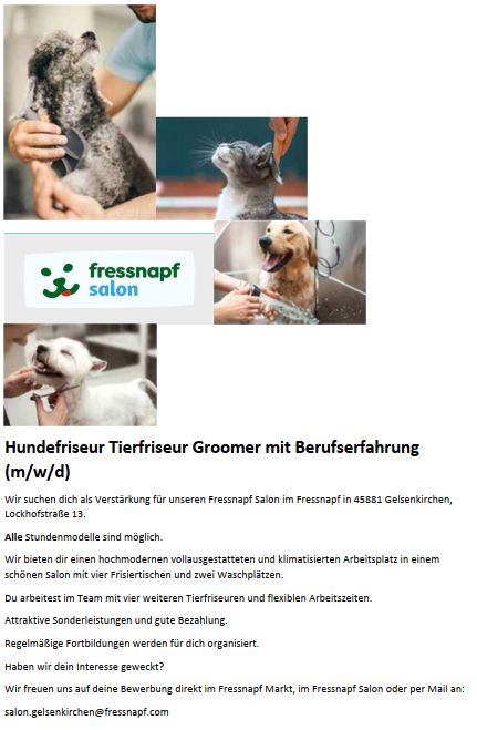 Hundesalon Hundefriseur Tierfriseur  Groomer Fressnapf Salon in Gelsenkirchen