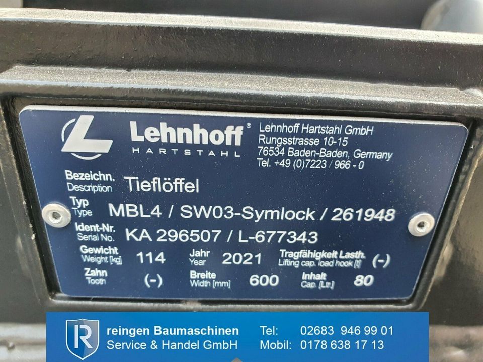 Lehnhoff Tieflöffel MBL4 / SW03-Symlock -Neu- inkl. MwSt. in Buchholz (Westerwald)