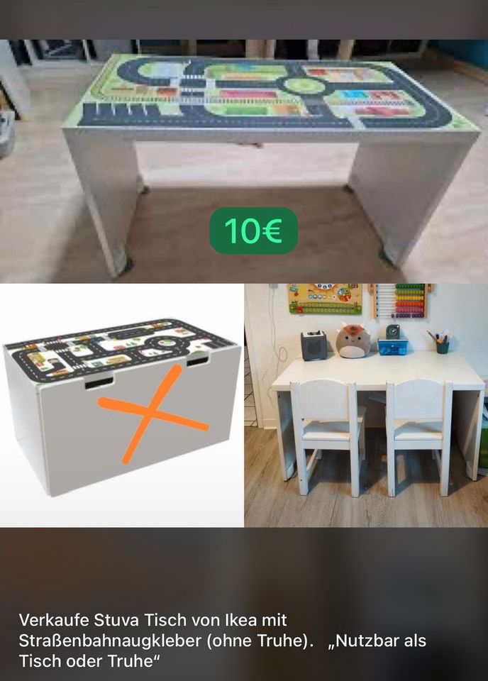 IKEA STUVA Tisch/Spielbank mit Straßenaufkleber in Risum-Lindholm