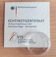 Zertifikat Kapsel 20 Euro Heimische Vögel 2019 Wanderfalke Mecklenburg-Vorpommern - Ducherow Vorschau