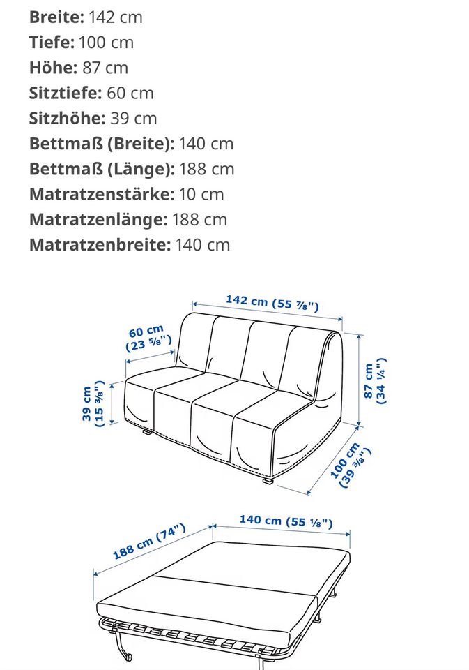 IKEA 2er-Bettsofa Lycksele in Neetze