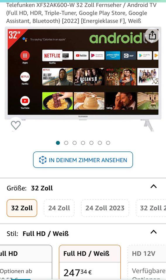 Telefunken XF32AK600-W 32 Zoll Fernseher / Android TV Smart Full in München