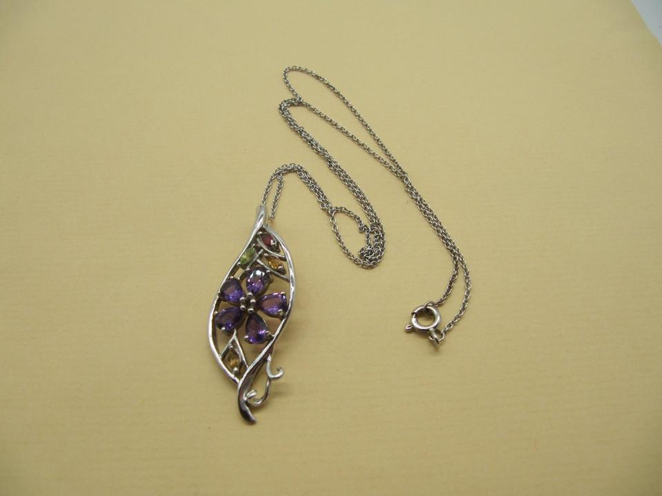 925 Silber Kette + gr. Anhänger mit Citrin Peridot Amethyst ... in Eystrup