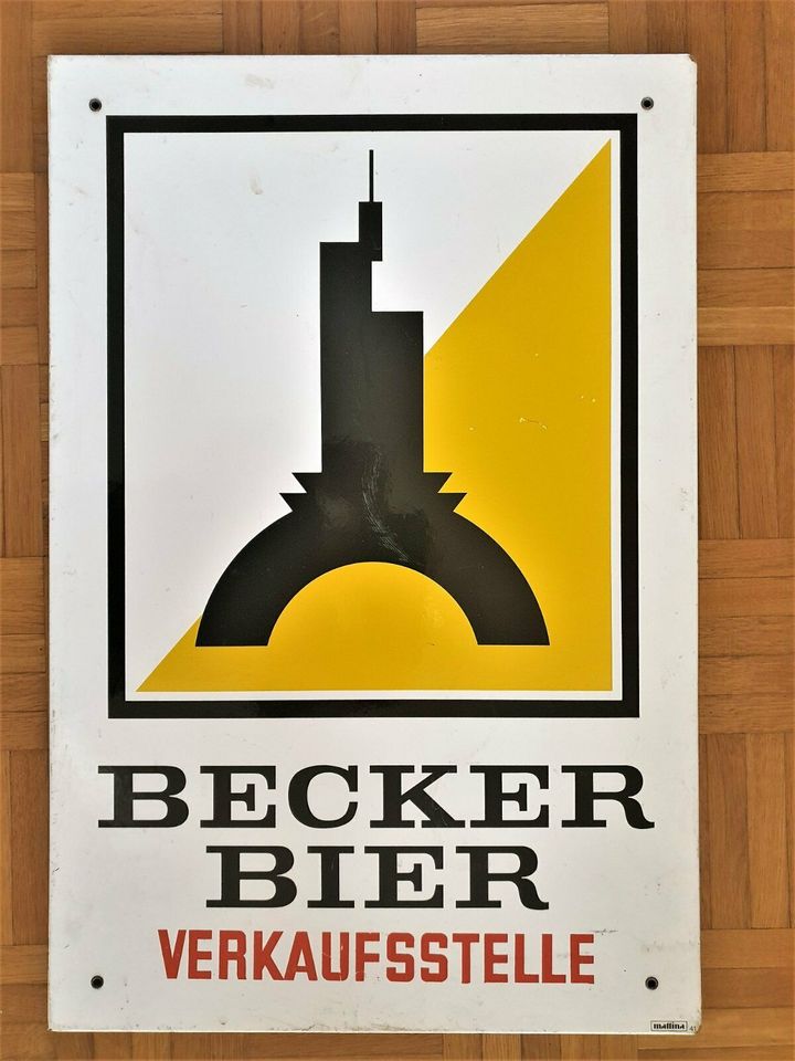 Altes Werbeschild BECKER BIER Verkaufsstelle ca 60 x40 cm in Heusweiler