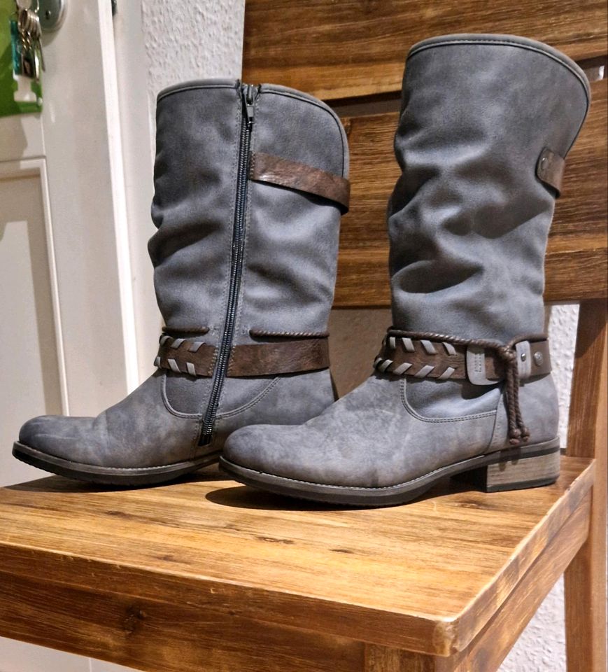 Rieker Damen Stiefel grau, Größe 38, wie neu, nur 1 x getragen in Erfurt