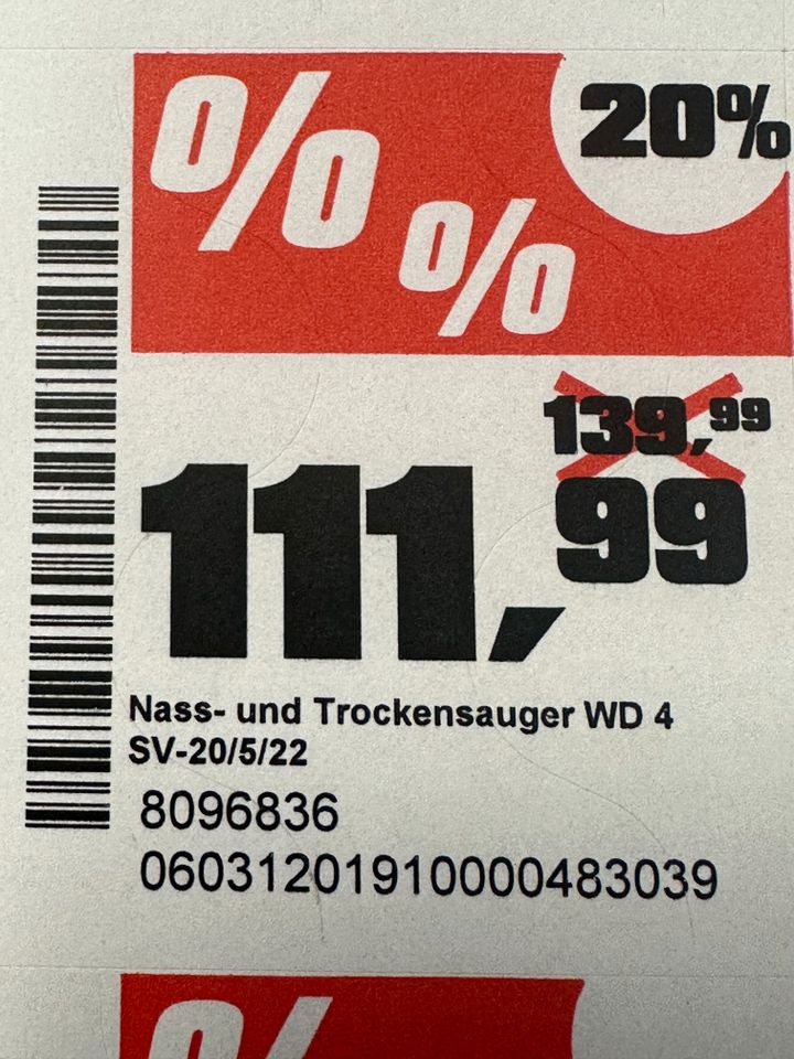 Kärcher Nass-Trockensauger WD 4 S V-20/5/22 in Neuruppin