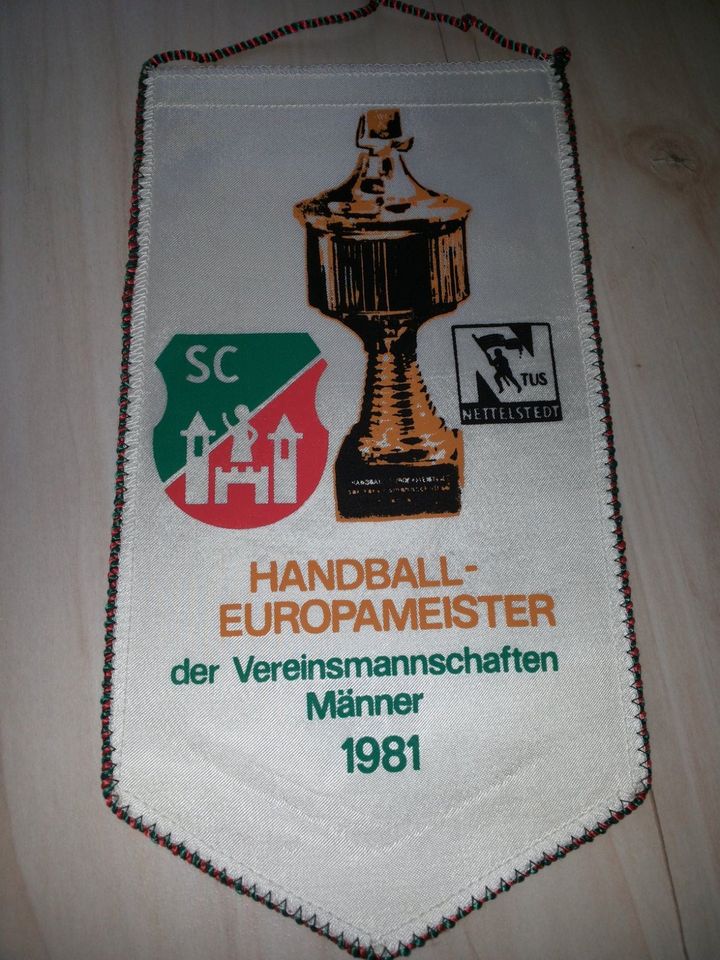 Wimpel SC Magdeburg  DDR Handball TUS Nettelstedt 1981 in Burg (Spreewald)