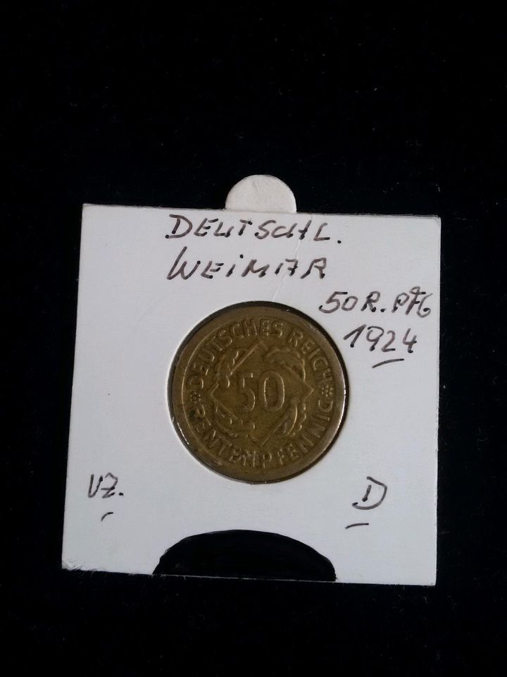 7 Pfennigmünzen deutsches Reich 1924 in Kamp-Lintfort