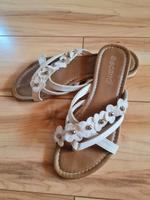 Damen Zehensteg Schuhe Gr.39, Creme, guter Zustand l Saarland - Wadern Vorschau