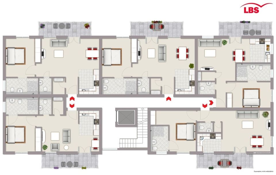 Neubau-Barrierefreie 2,5 Zimmer Dachgeschoss-Wohnung mit  Loggia und Aufzug in Oberhausen