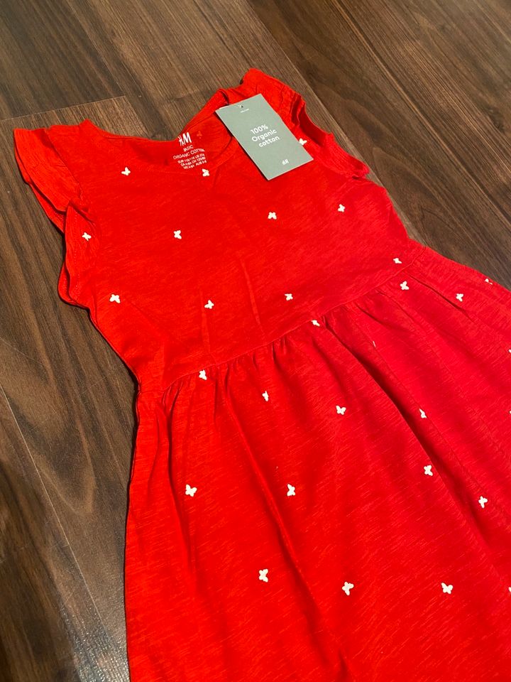 Mädchen Kleid rot weiß NEU Größe 110/116 in Mögglingen