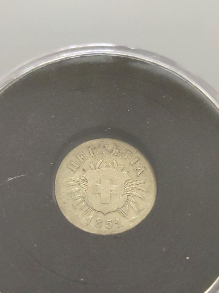Schweizer Münze 5 Rappen, Jahrgang 1851, sehr schön, Selten in Weil am Rhein