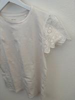 Damen T-Shirt weiß mit Rüschenärmchen Gr. S Saarland - St. Wendel Vorschau