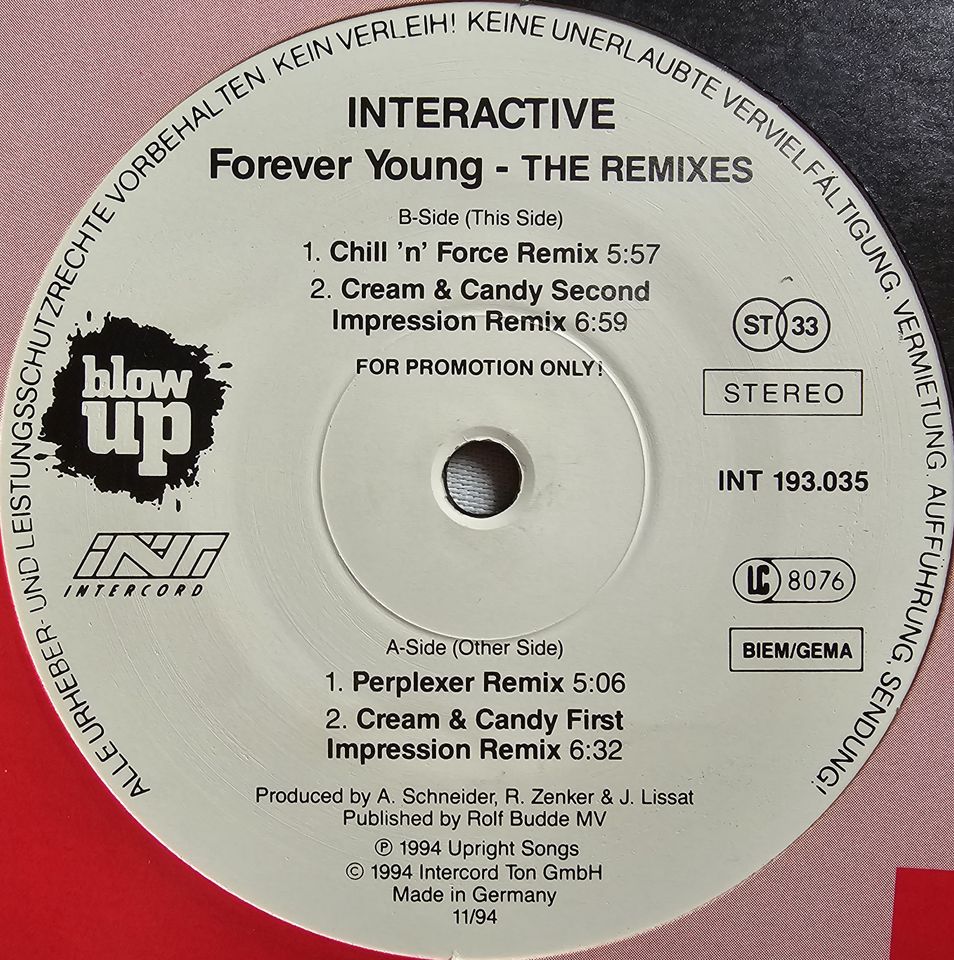 12" Vinyl Techno, Trance: Interactive - Forever Young RMX (VG +) in Oberhausen