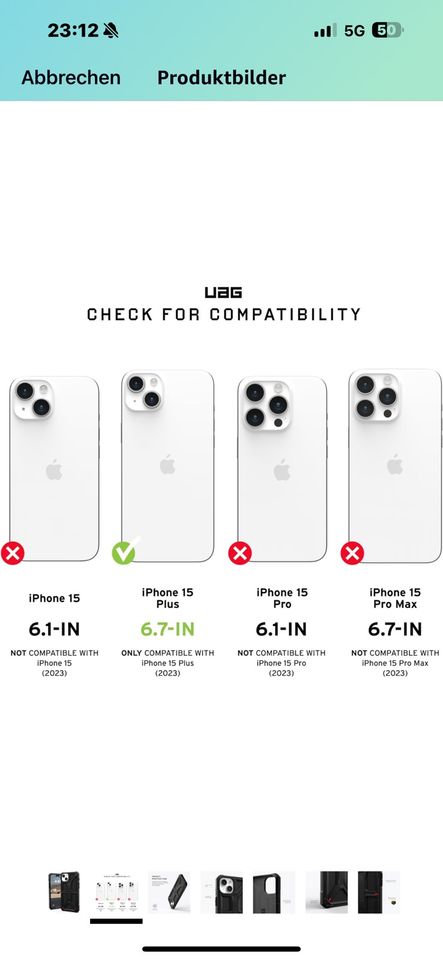 iPhone 15 Plus Schutzhülle/Case von UAG mit Kevlar in Köngen