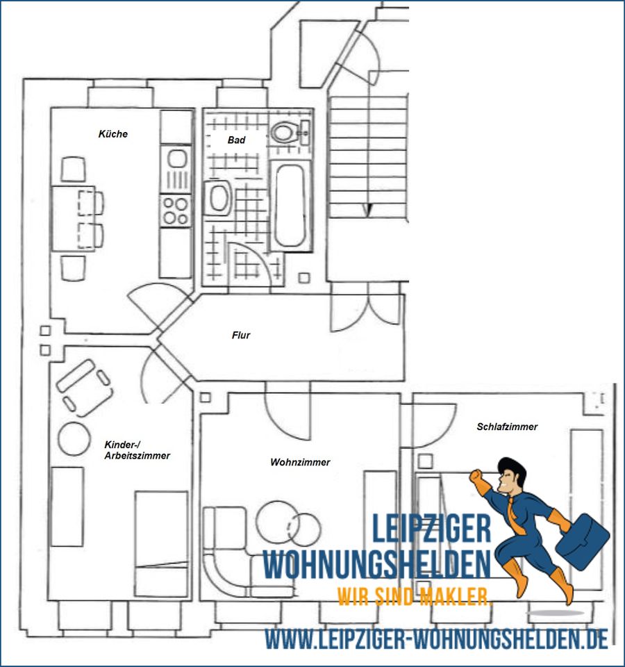 Hübsche möblierte 3-Zimmer-Wohnung wartet auf neue Mieter in Leipzig