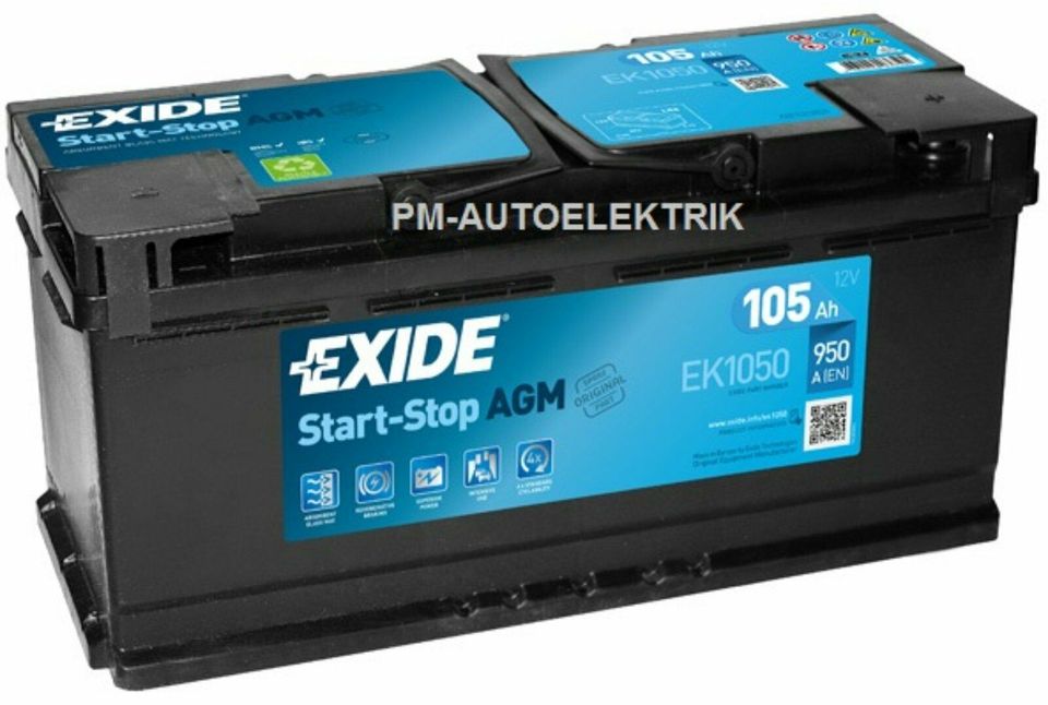 ✅EXIDE-AGM-START/STOP-AUTOBATTERIE-VW-AUDI-BMW-MERCEDES-OPEL in Bielefeld