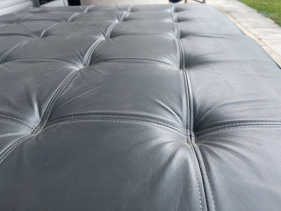 XXL Lounge Sitz Hocker | Sofa | Leder | Couch | blau grau vintage in Wächtersbach