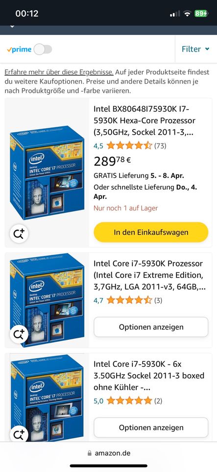 Intel Core I7-5930k  LGA 2011 v3 in Berlin