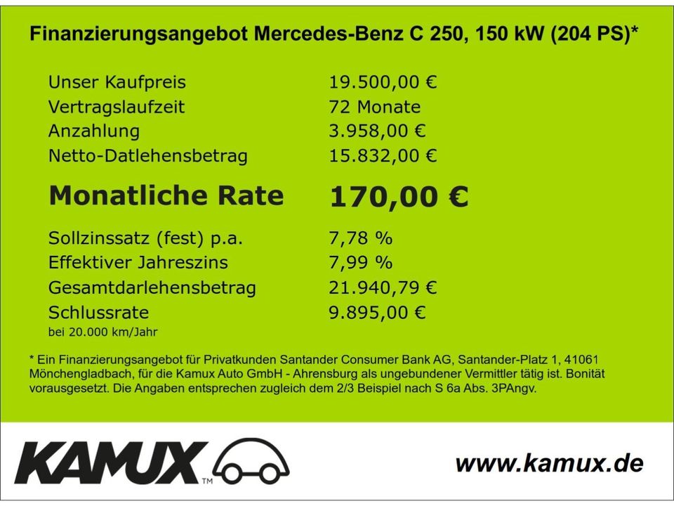 Mercedes-Benz C 250 d 9G-TRONIC+Panodach+Navi+LED+AHK+PDC+SHZ+ in Ahrensburg