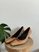 90er Y2K Vintage Retro Pumps Buffalo Schleife Leder Kitten Heels Baden-Württemberg - Heidelberg Vorschau