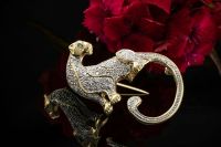 Panther Leopard Brosche Nadel mit 0,50 Ct. Brillanten Gelbgold Nordrhein-Westfalen - Wegberg Vorschau