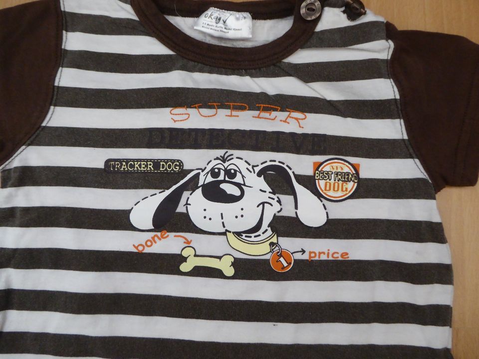 Baby Shirt und kurze Hose, braun, Hund, Größe 74 in Bad Vilbel