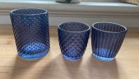 3er-Set Teelichthalter/Windlichter aus Glas in dunkelblau Nordrhein-Westfalen - Mettingen Vorschau