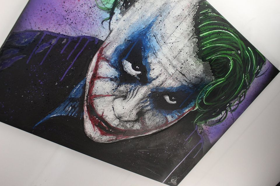 ✅ Vincent Mink - Joker - Heath Ledger - The Dark Knight / Portrait, Handgemalt, Leinwand, Wandbild, Acryl, Art, Kunst in Horstmar