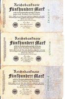 7x Reichsbanknote 500 Mark von 1922 #1 Hessen - Taunusstein Vorschau