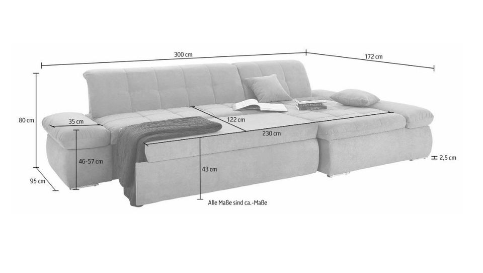 XXL-Sofa m. Bettfunktion  Ecksofa Luxus-Microfaser 300/172 CM NEU in Hamburg