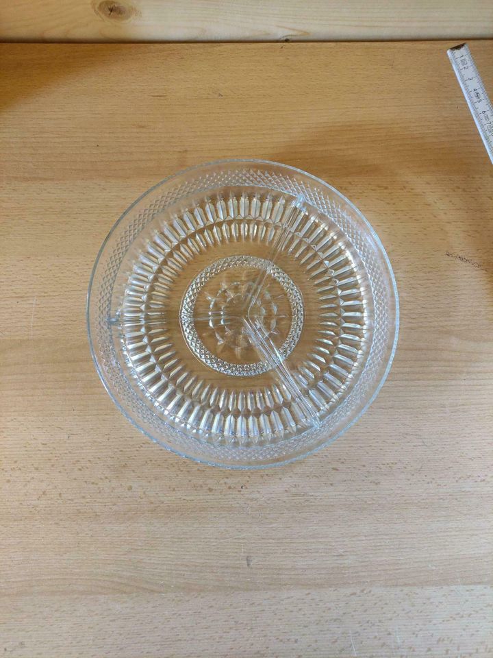 Snackschale Glas rund 3 Kammern Chips Nüsse Plätzchen in Eichendorf