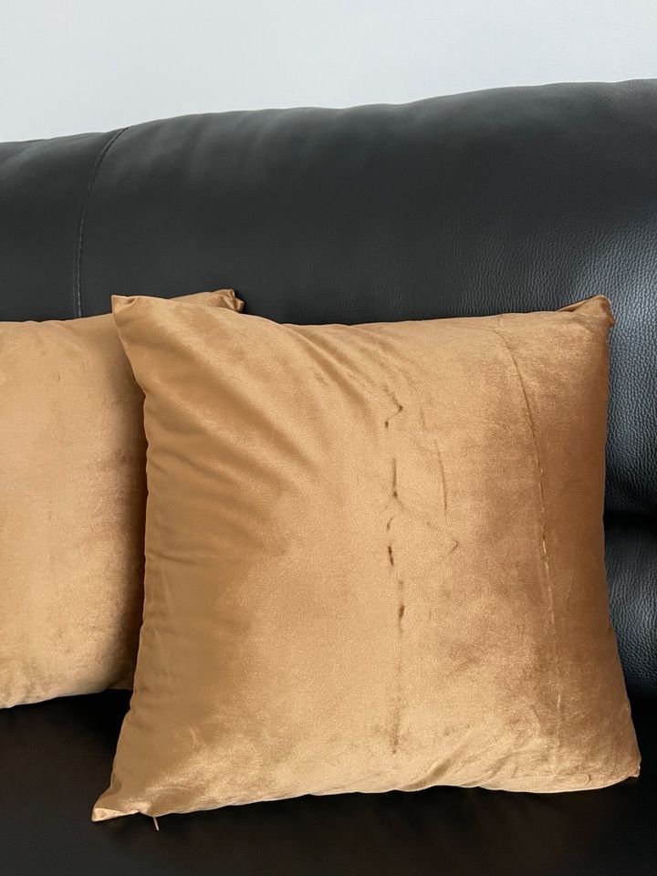 Kissenhüllen Set Samt Velvet Braun Beige Deko Zierkissen Couch in Düsseldorf