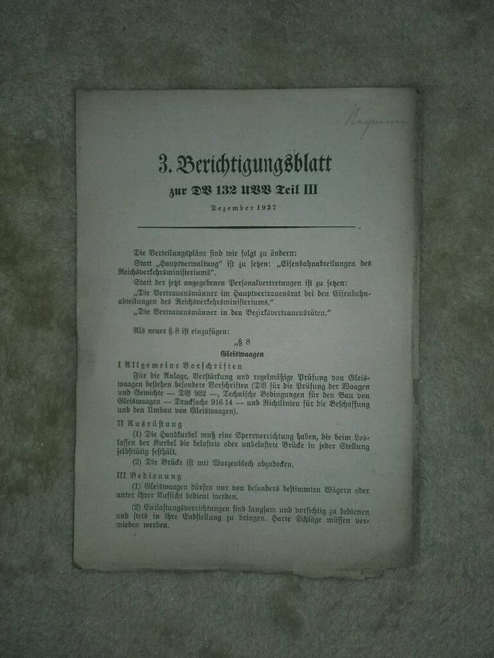 Deutsche Reichsbahn Unfallverhütungsvorschriften 1930 in Neukirch/Lausitz