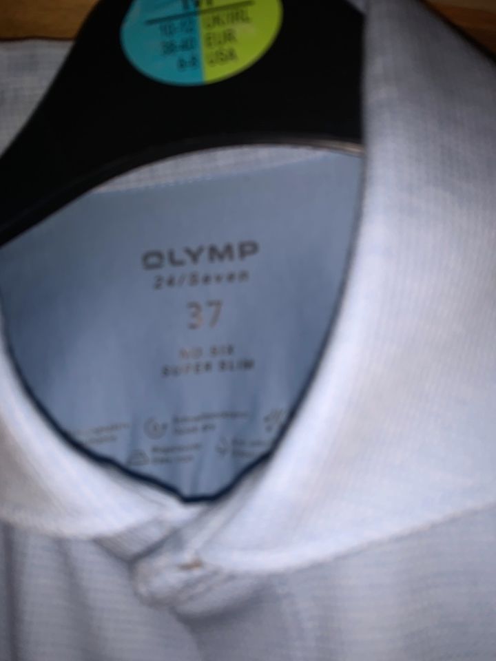 Olymp Hemd Gr 37 blau//weiß super Slim Neu in Rabenau