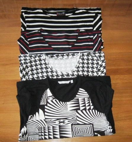 4 Kurzarm-Shirts in schwarz-weiß Gr. 40/42 -neuwertig- in Hirschau