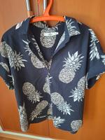 Bluse 0039 italy dunkelblau mit hellen Ananas Nordrhein-Westfalen - Kevelaer Vorschau