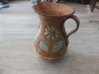 Grosse braune Henkelvase mit Blumenmotiv Vintage 60/70er 33cm Niedersachsen - Stuhr Vorschau