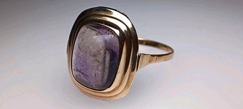 Antiker großer 585 Gold 14 k Amethyst Ring Art Déco 65 in Reinstorf