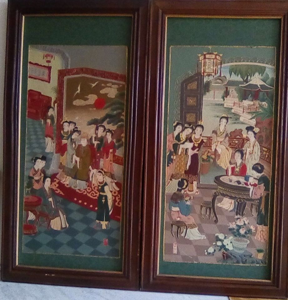 2 alte massive Holzbilder (Antik?!) aus China in Hamburg
