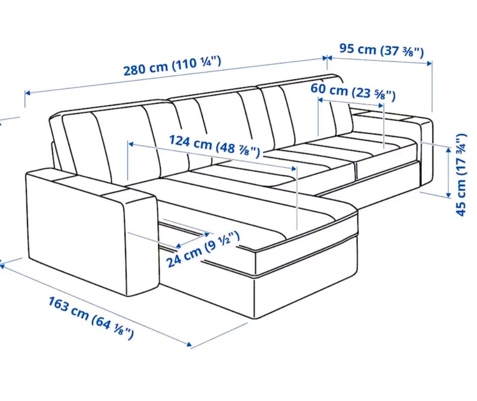 Ikea 3er Sofa / Couch KIVIK mit Récamiere in Wenden