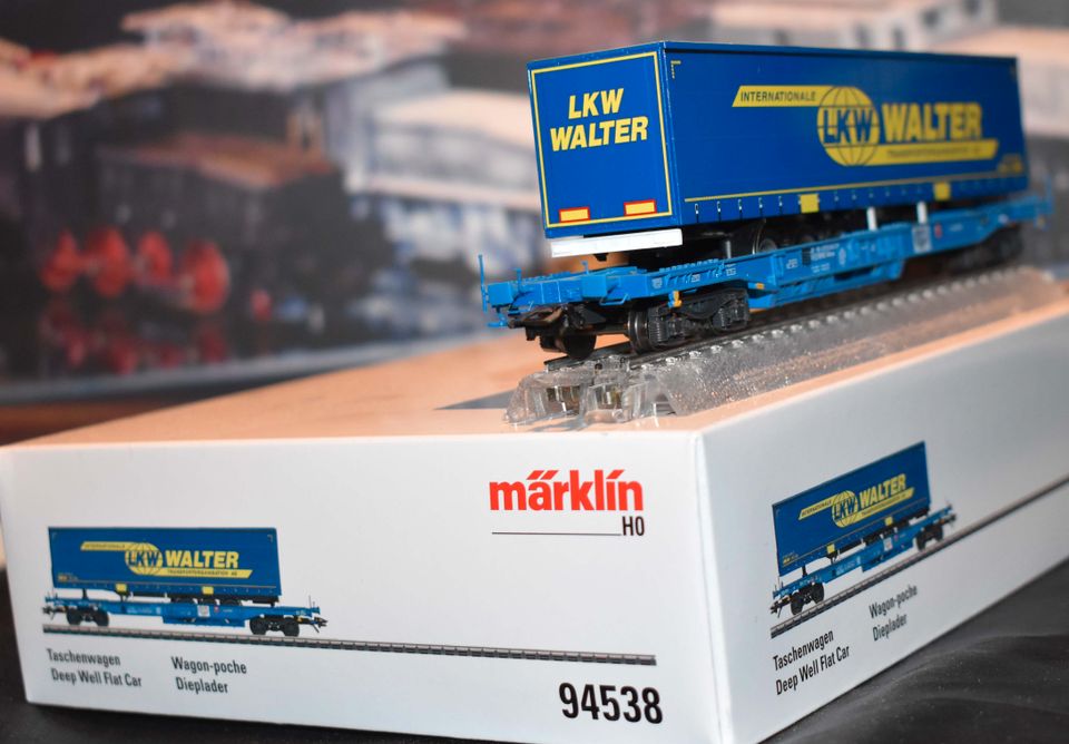 Märklin HO 94538 Taschenwagen mit Sattelanhänger LKW Walter in Selfkant