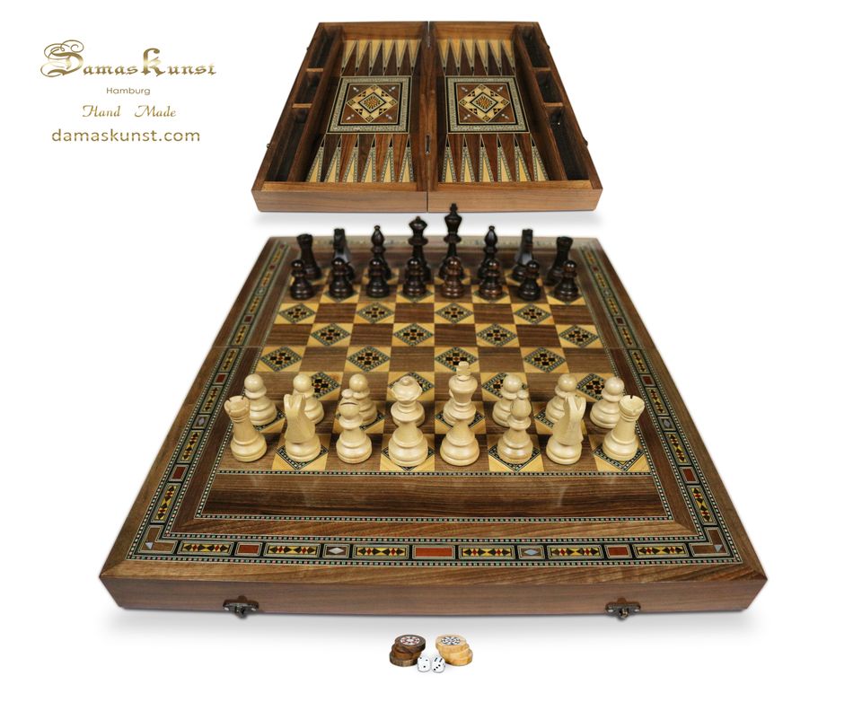 60 x50 cm Holz Backgammon/Schach Brett inkl.HolzSteine&Figuren in Hamburg