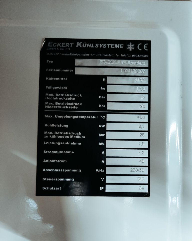 Kühlsystem Klimagerät Kühlgerät Kühlaggregat, Kühlleistung 6,1kW in Günzburg