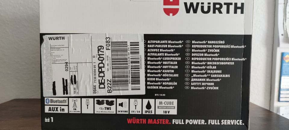 Würth Bluetooth-Lautsprecher Akku Radio BTS 18-40 NEU OVP in Emmendingen