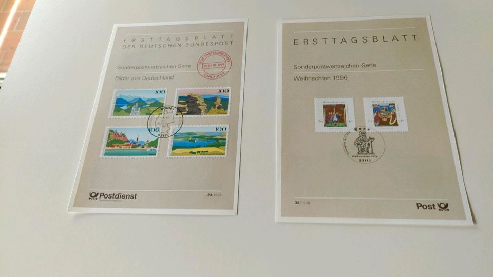 Briefmarken Ersttagsblätter, Dankeskarten, Euroblätter der Post in Kandern