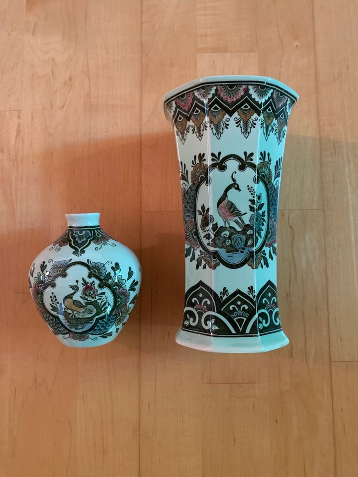 2 Vasen Villeroy & Boch Paon Serie Pfau floral mint grün in Krefeld