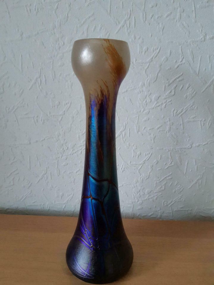 Joska Vase Blumenvase blau irisierend in Mühltal 