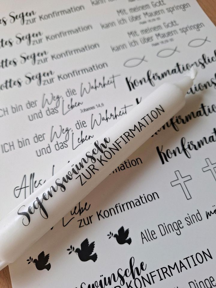 Kerzentattoo Konfirmation, Konfirmationskerze, Kerzensticker in Ebersbach an der Fils